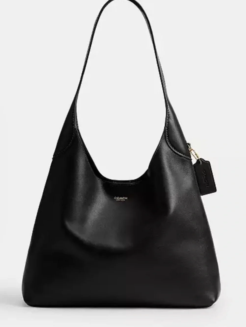 Coach Brooklyn 34 Black Leather Shoulder Hobo Bag with Gold Hardware